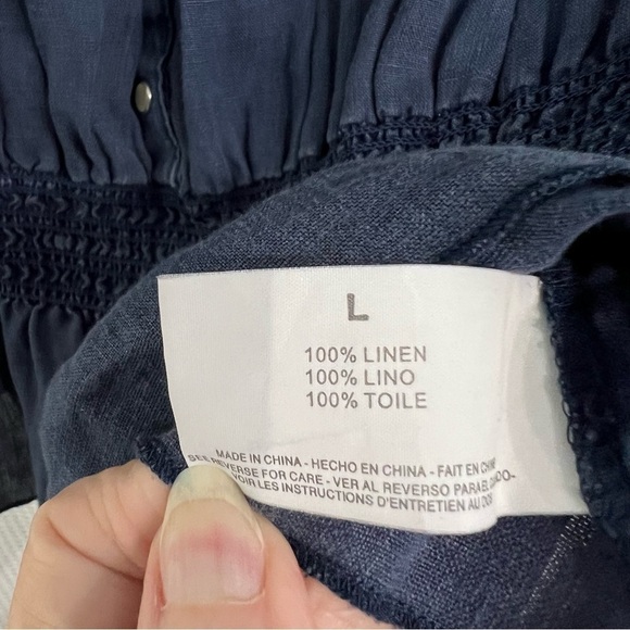 NINE WEST (EUC) 100% Linen Peplum Top Size Large - Picture 6 of 8